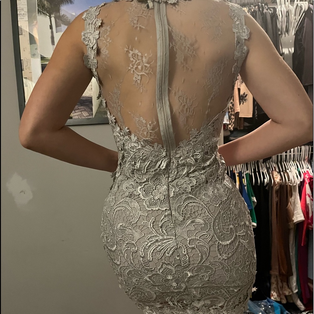 Topshop Silver Lace Dress